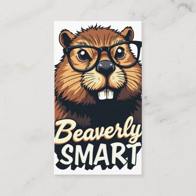 Tarjeta De Visita Beaverly Smart - Gráfica divertida de castores con (Anverso)
