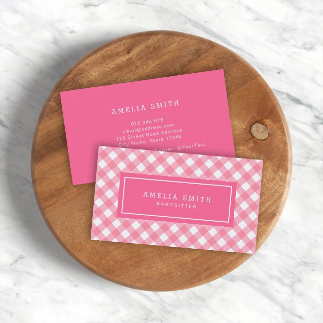 Tarjeta De Visita Bebé dulce Rosa Gingham (Subido por el creador)