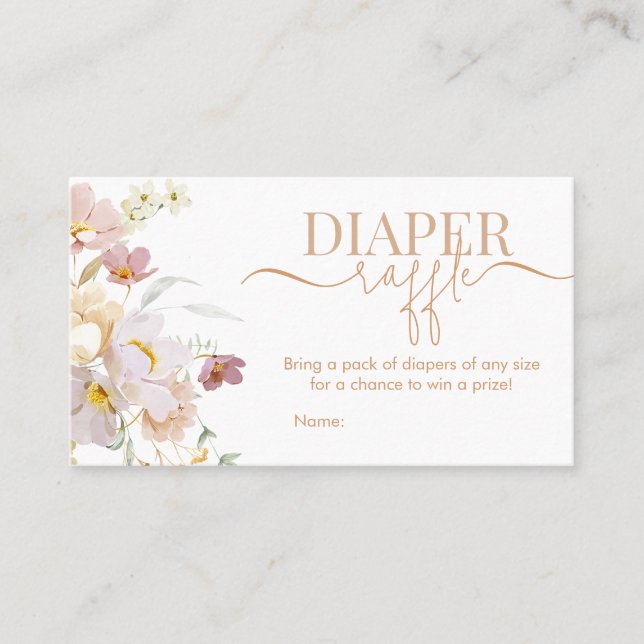 Tarjeta De Visita Bebé en flor Baby Shower Diaper Raffle (Anverso)