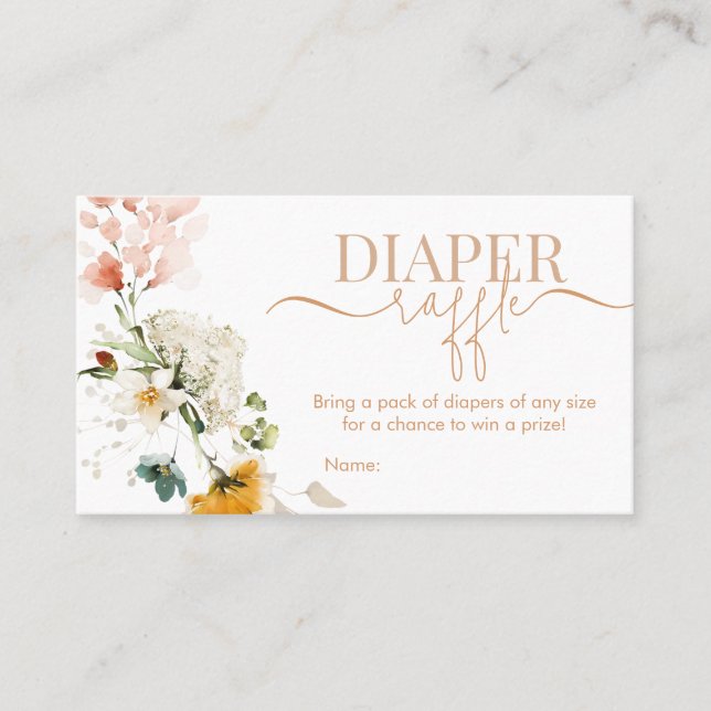 Tarjeta De Visita Bebé en flor Baby Shower Diaper Raffle (Anverso)