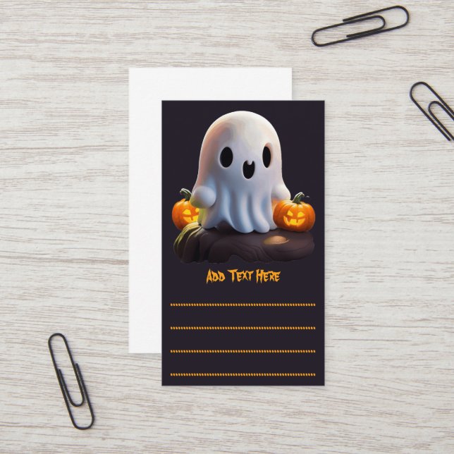 Tarjeta De Visita Bebé Fantasma Típico personaje de Halloween (Anverso/Reverso In Situ)