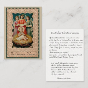 Tarjeta De Visita Bebé Jesús en el pesebre con ángeles