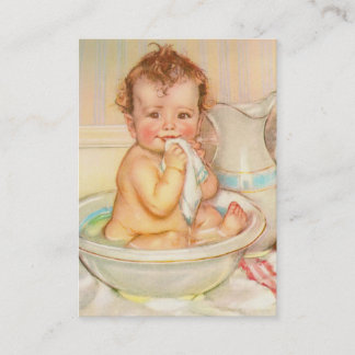 Tarjeta De Visita Bebé lindo que tiene un baño