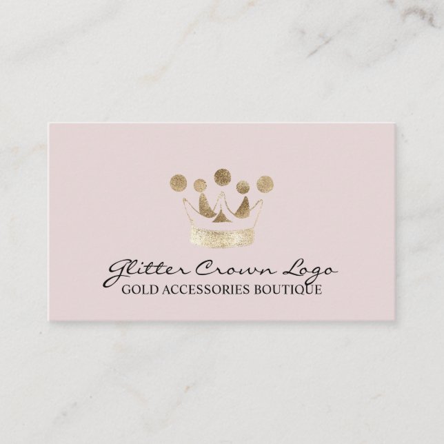 Tarjeta De Visita Bebé rosa suave corona de oro (Anverso)