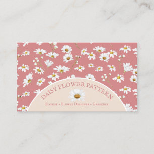 Tarjeta De Visita Bebé sentado con flor de margarita chic rosa