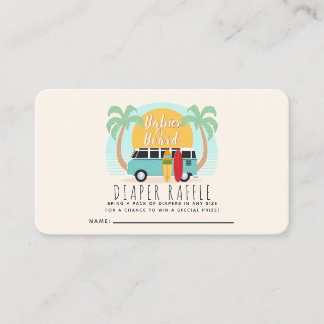 Tarjeta De Visita Bebés a bordo de Van Gender-Neutral Diaper Raffle (Anverso)