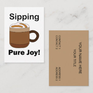 Tarjeta De Visita Bebida de café Latte Sorbiendo pura alegría Cafete