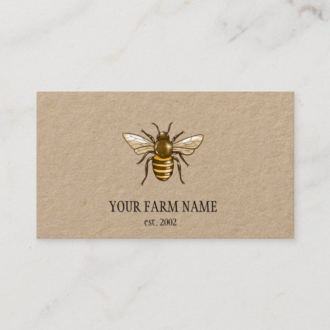 Tarjeta De Visita Bebidas Apiaristas de la granja Honey Bee (Anverso)