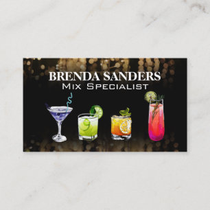 Tarjeta De Visita Bebidas Combinadas Coloridas Ambiente de Salón d