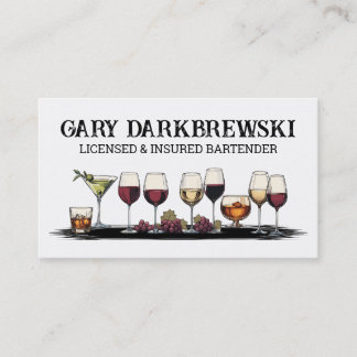 Tarjeta De Visita bebidas de barman copas de vino martini brandy
