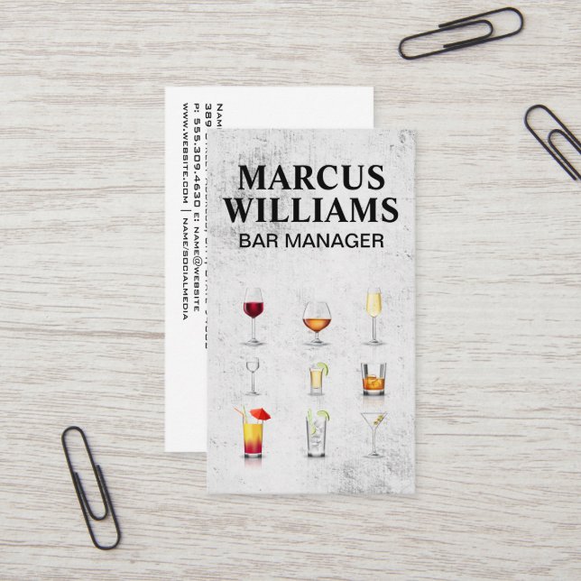 Tarjeta De Visita Bebidas de cóctel (Anverso/Reverso In Situ)