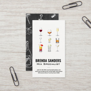 Tarjeta De Visita Bebidas de cóctel   Bartender