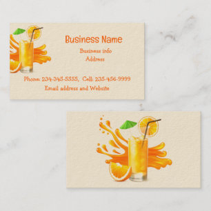 Tarjeta De Visita Bebidas de naranja para el carrito de alimentos pa