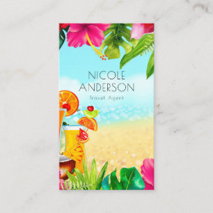 Tarjeta De Visita Bebidas de Playa de Verano Tropical Aloha Luau