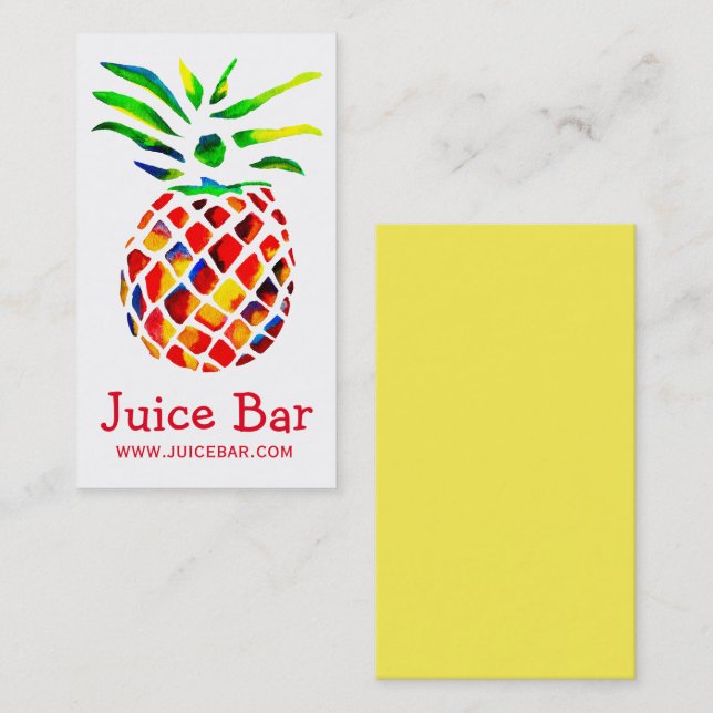 Tarjeta De Visita Bebidas de salud de piña de Juice Bar (Anverso / Reverso)