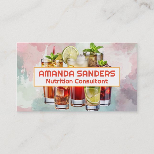 Tarjeta De Visita Bebidas Mezcladas | Frutas  (Anverso)