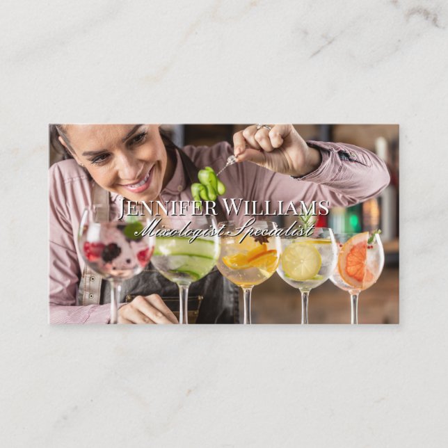 Tarjeta De Visita Bebidas mixtas de Bartender (Anverso)