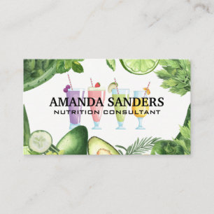 Tarjeta De Visita Bebidas Smoothie   Verduras de hojas verdes