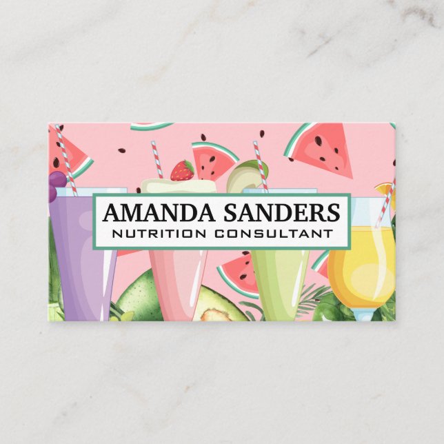 Tarjeta De Visita Bebidas Smoothie | Verduras y frutas (Anverso)