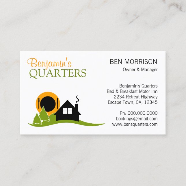 Tarjeta De Visita Bed and Breakfast B&B Business Card (Anverso)