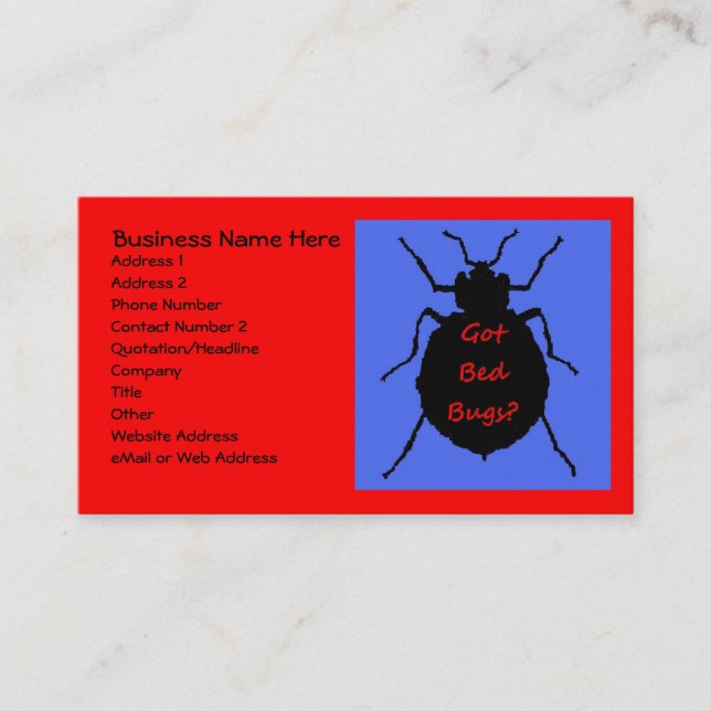 Tarjeta De Visita Bed Bug Business Card (Anverso)