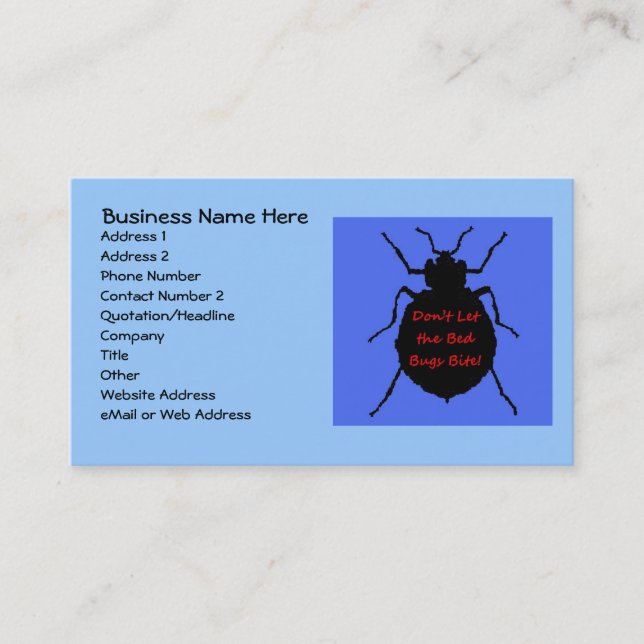 Tarjeta De Visita Bed Bug Exterminator Business Card (Anverso)