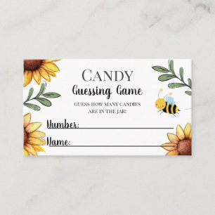 Tarjeta De Visita Bee Baby Shower Candy Guessing Game