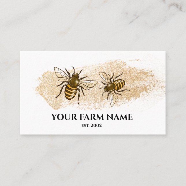 Tarjeta De Visita Bee Farm Beekeeper Apiarist Honeybee Honeycomb (Anverso)