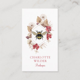 Tarjeta De Visita Bee Floral Apiary Beekeeper Business Card