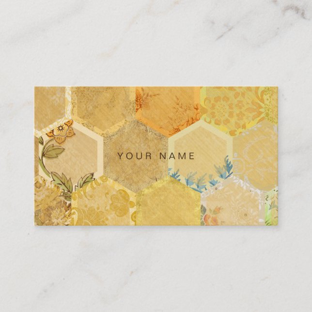 Tarjeta De Visita Bee Gold Honeycomb Beehive Vip (Anverso)