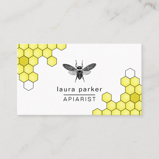 Tarjeta De Visita Beee Honey Seller Apiariary Black Yellow Letterpre (Anverso)