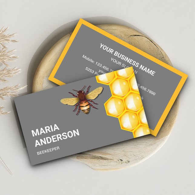 Tarjeta De Visita Beehive de miel de abeja de abeja amarillo gris (Subido por el creador)