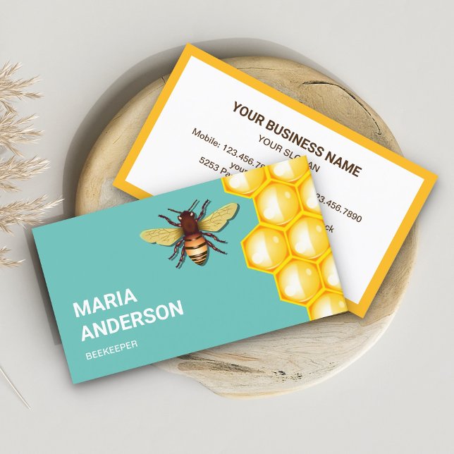 Tarjeta De Visita Beehive de miel de abeja de abeja Verde azulada (Subido por el creador)