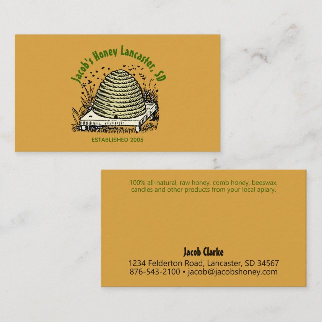 Tarjeta De Visita Beehive Honey Beekeeper Dark Amber (Anverso / Reverso)