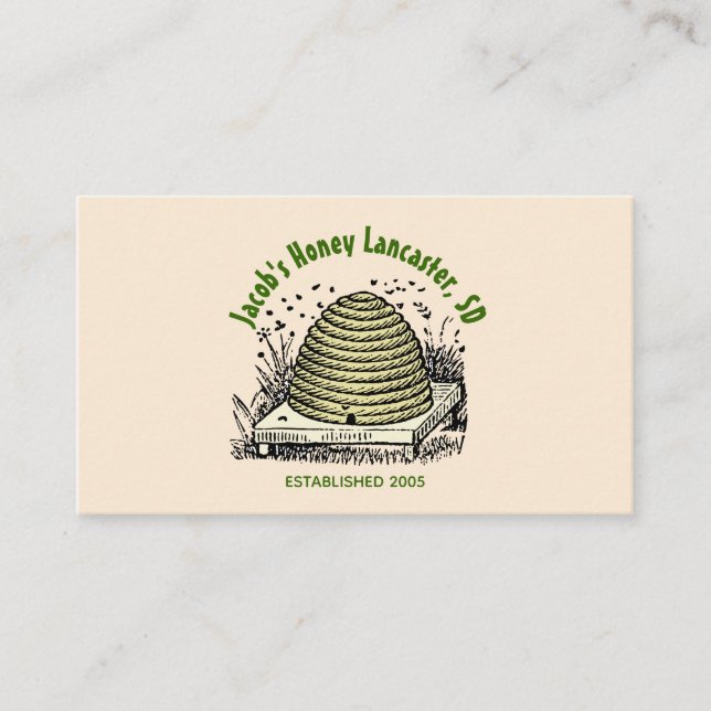 Tarjeta De Visita Beehive Miel Antique Blanco (Anverso)