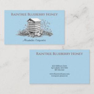 Tarjeta De Visita Beehive y Bebidas Cornflower Azul vintage