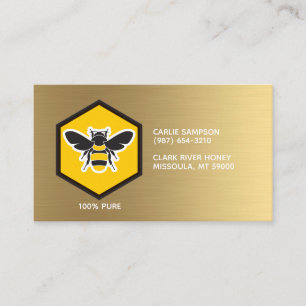 Tarjeta De Visita Beekeeper Bee and Honeycomb White Gold