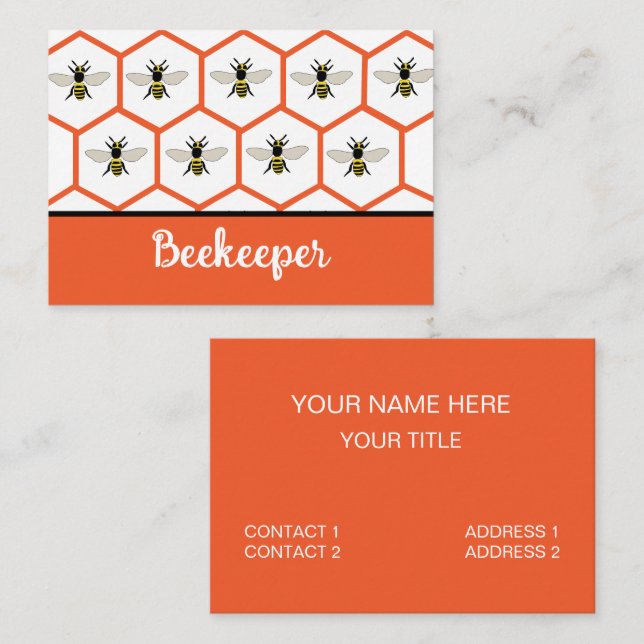 Tarjeta De Visita Beekeeper de Honey Bee Honeycomb (Anverso / Reverso)