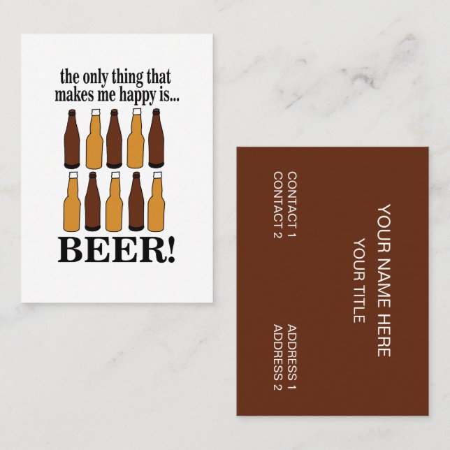 Tarjeta De Visita Beer Bottle Funny Beer (Anverso / Reverso)