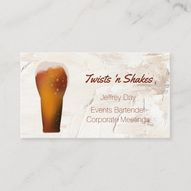 Tarjeta De Visita Beer Glass Bartender, Mixologist Business Card (Anverso)