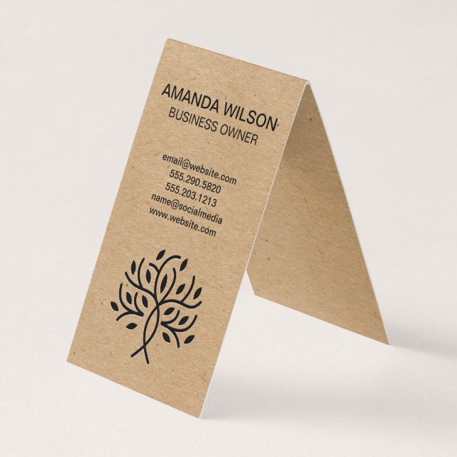 Tarjeta De Visita Beige | Árbol | Jardinería | Negocios de paisajism (Anverso)