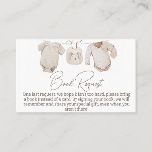 Tarjeta De Visita Beige Baby Clothes Baby Shower Solicitud de libro 
