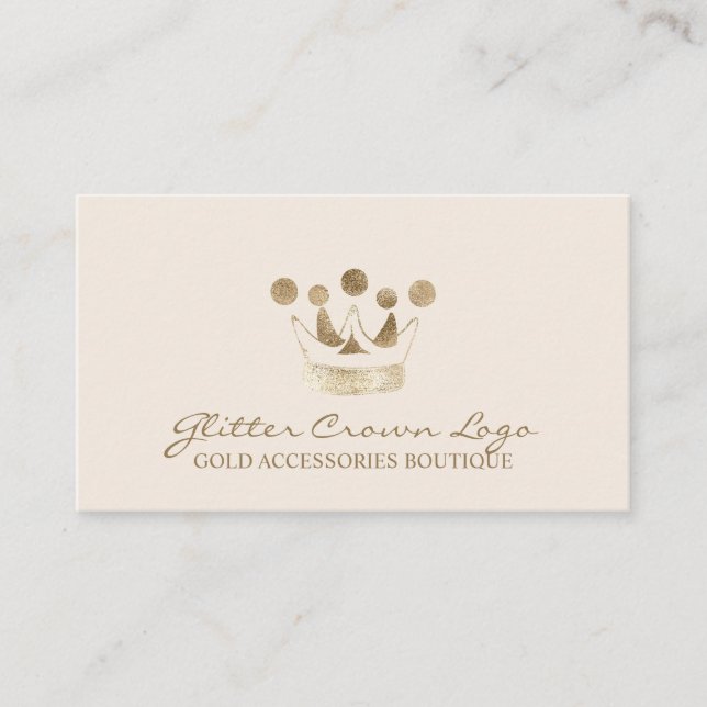 Tarjeta De Visita Beige Baby Gold Crown (Anverso)