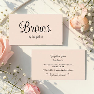 Tarjeta De Visita Beige Cejas Belleza Simple Script