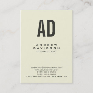 Tarjeta De Visita Beige Color Trendy Vertical Monogram Business Card