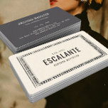 Tarjeta De Visita Beige de la frontera negra retro elegante vintage<br><div class="desc">Permita que sus tarjetas de visita muestren su carácter y marca únicos eligiendo nuestro diseño rústico de estilo retro. Ya sea que dirijas una vintage tienda de ropa, una tienda de artesanías, una bodega, o simplemente aprecies la estética de la moda antigua, esta tarjeta hará una impresión duradera. Con su...</div>