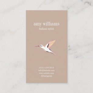 Tarjeta De Visita Beige elegant artistic hummingbird illustration