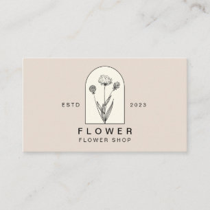 Tarjeta De Visita Beige Elegante Dandelion Flor Flor Floral