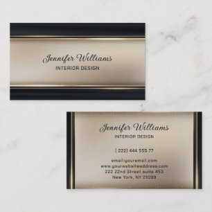 Tarjeta De Visita Beige Elegante Y Negro
