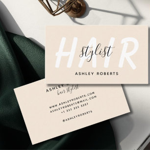 Tarjeta De Visita Beige estilista de pelo moderno